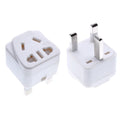 Square three plug international power adapter with five outputs in white colour