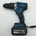 A cordless multi-function impact drill and electric screwdriver with a 13mm chuck and lithium battery.