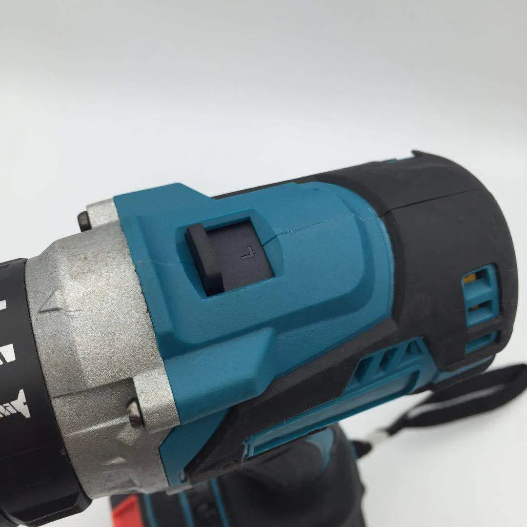 A cordless multi-function impact drill and electric screwdriver with a 13mm chuck and lithium battery.