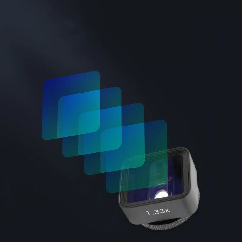 Black SANYK 1.33x anamorphic widescreen lens for smartphone cinematic video recording