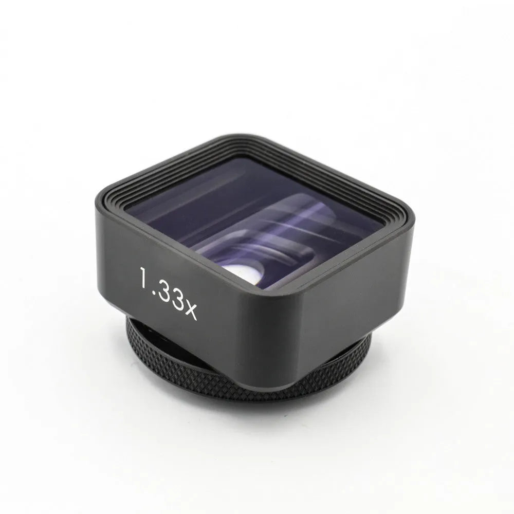 Black SANYK 1.33x anamorphic widescreen lens for smartphone cinematic video recording