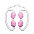 Purple and pink silicone annular leg massage roller for calf muscle recovery