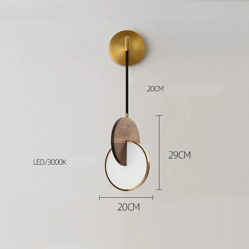 Long-line walnut wood chandelier with wall-mounted design and warm white lighting