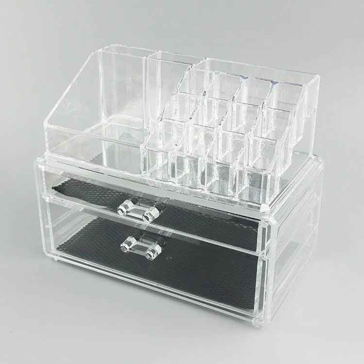 Clear foldable acrylic storage organiser box showing 18 litre capacity and transparent sides.