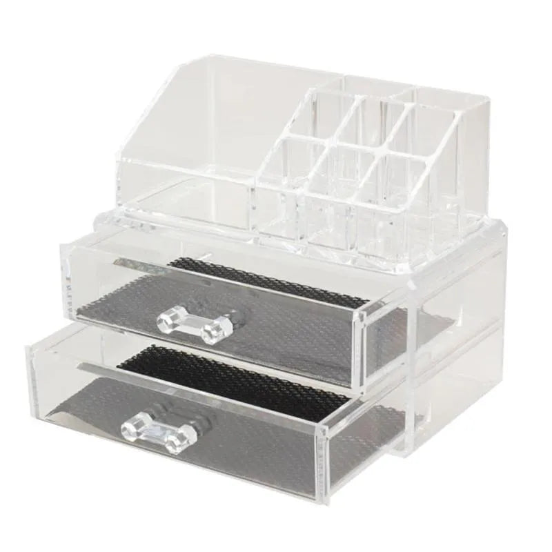 Clear foldable acrylic storage organiser box showing 18 litre capacity and transparent sides.