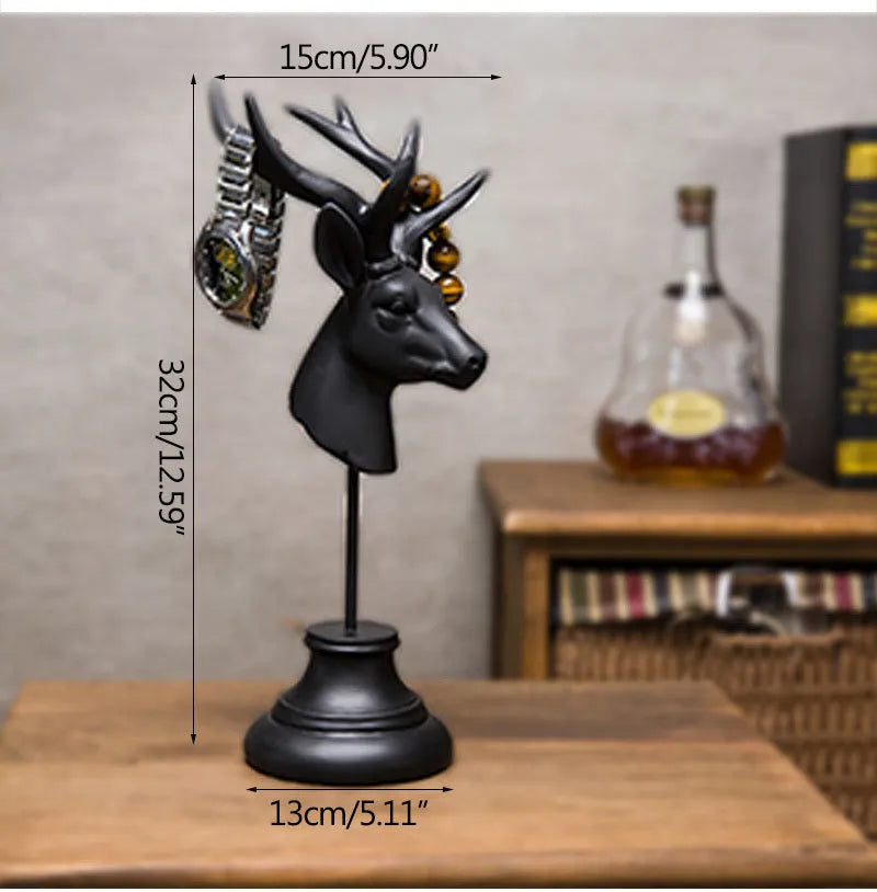 Natural resin animal home decoration sculpture in black, white, or wood colour finish