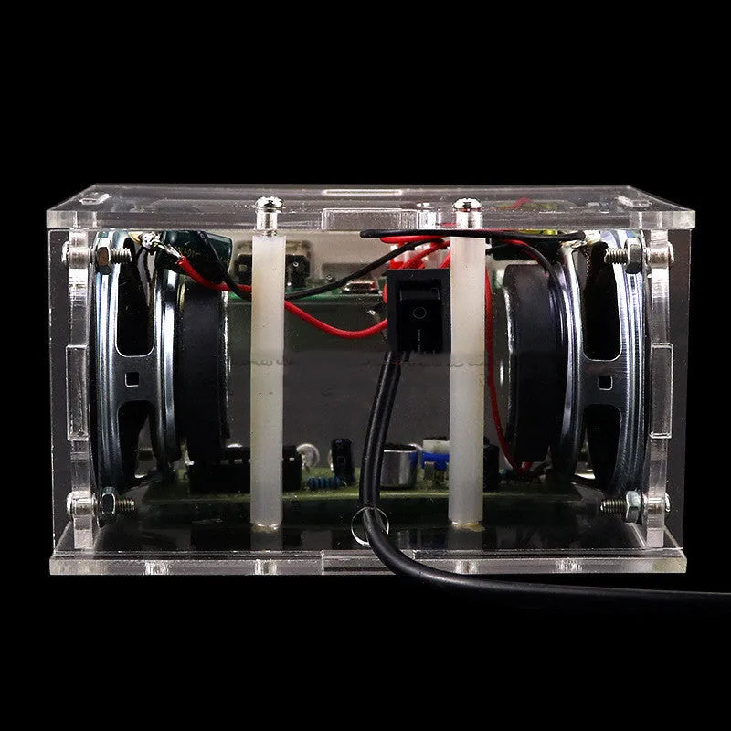 Bluetooth speaker DIY electronic kit with loose components and transparent housing for assembly
