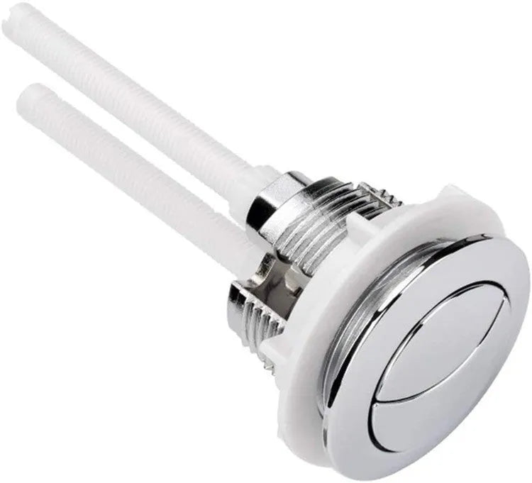 38mm round double-flush toilet button made from white ABS plastic for cistern replacement.