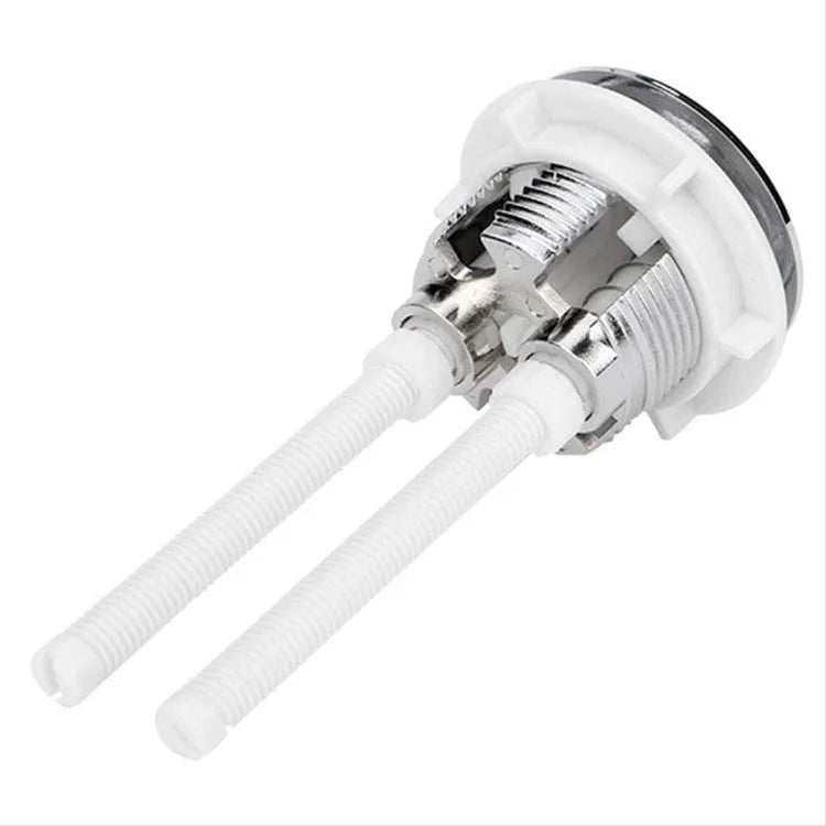 38mm round double-flush toilet button made from white ABS plastic for cistern replacement.