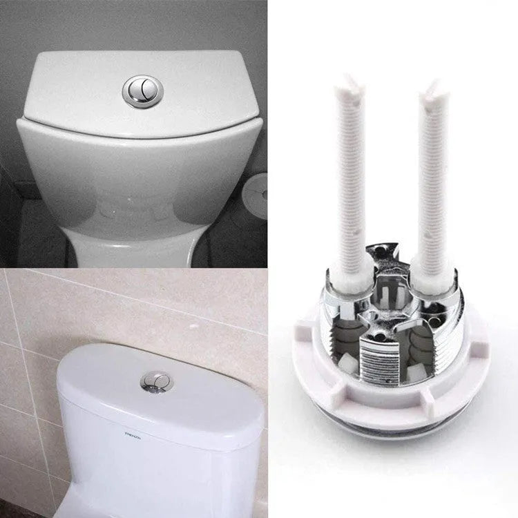 38mm round double-flush toilet button made from white ABS plastic for cistern replacement.