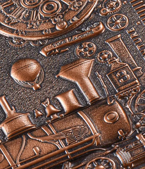 European relief retro notepad diary in bronze with a leather embossed cover.