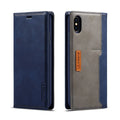 Creative retro flip wallet leather case for iPhone in black, showing card slots and closed cover.
