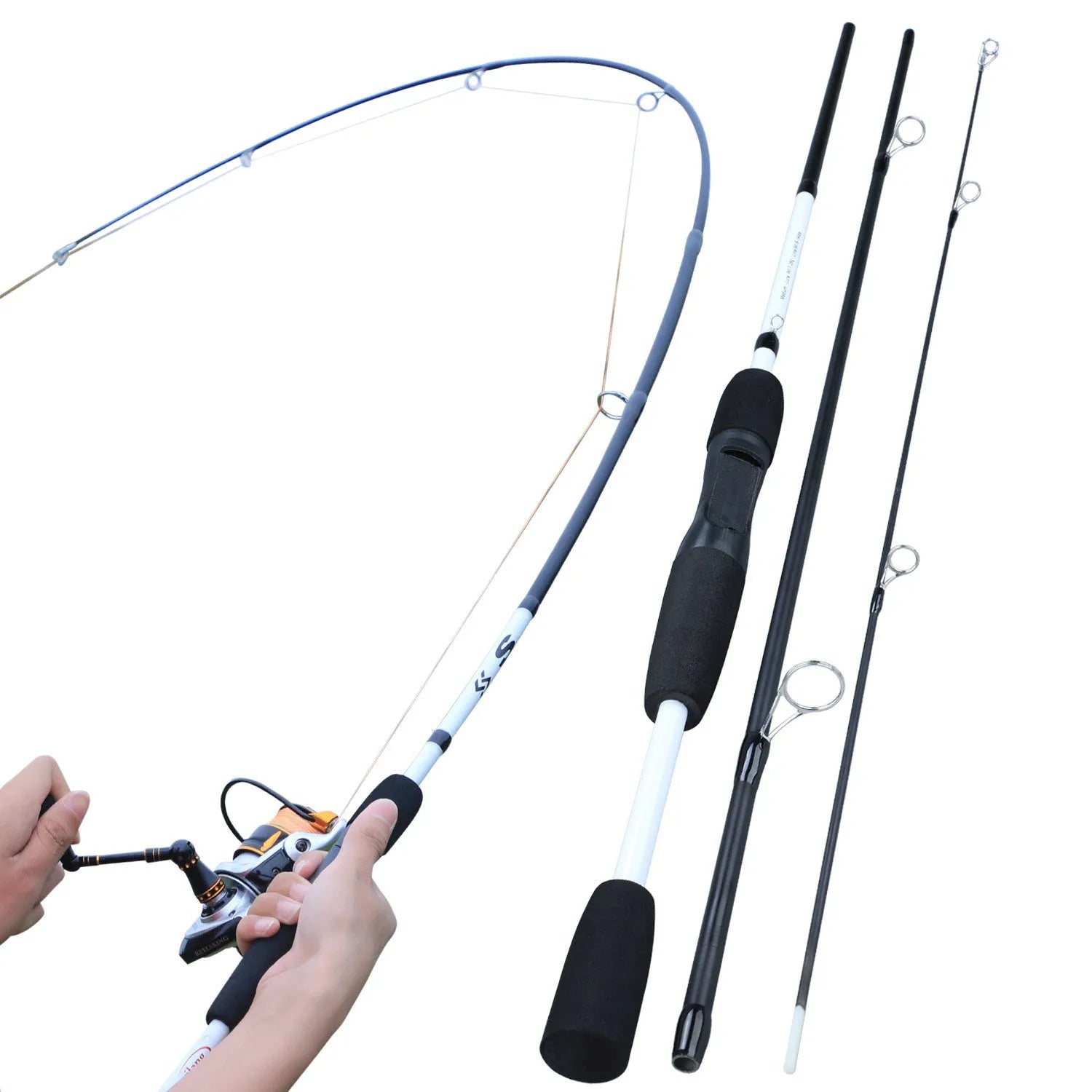 Sougayilang carbon fibre 2-section or 3-section spinning casting fishing rod in multiple colour styles