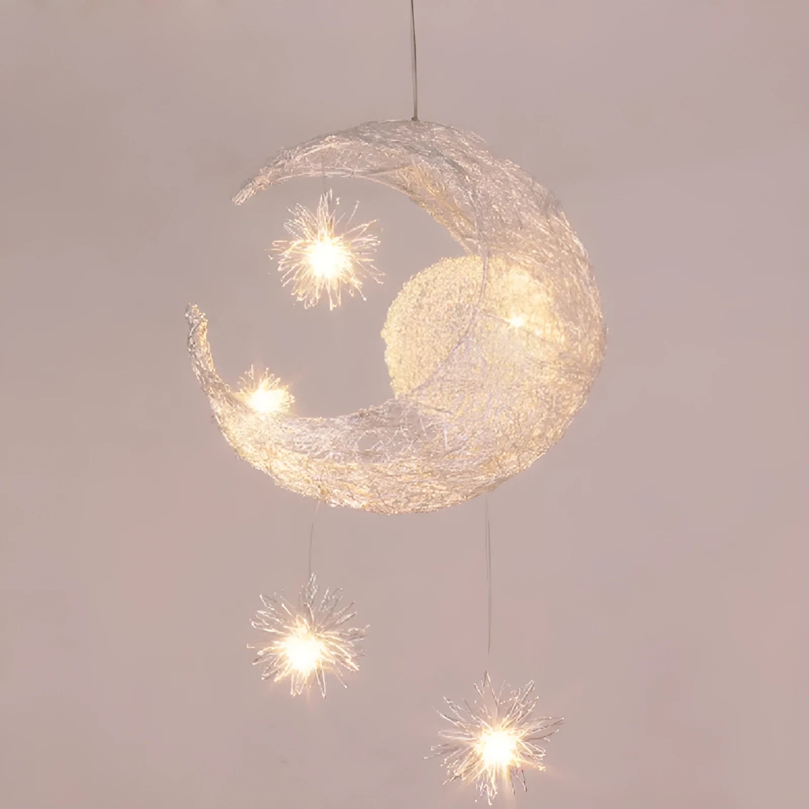 Aluminium wire star moon chandelier with zinc alloy frame and adjustable height