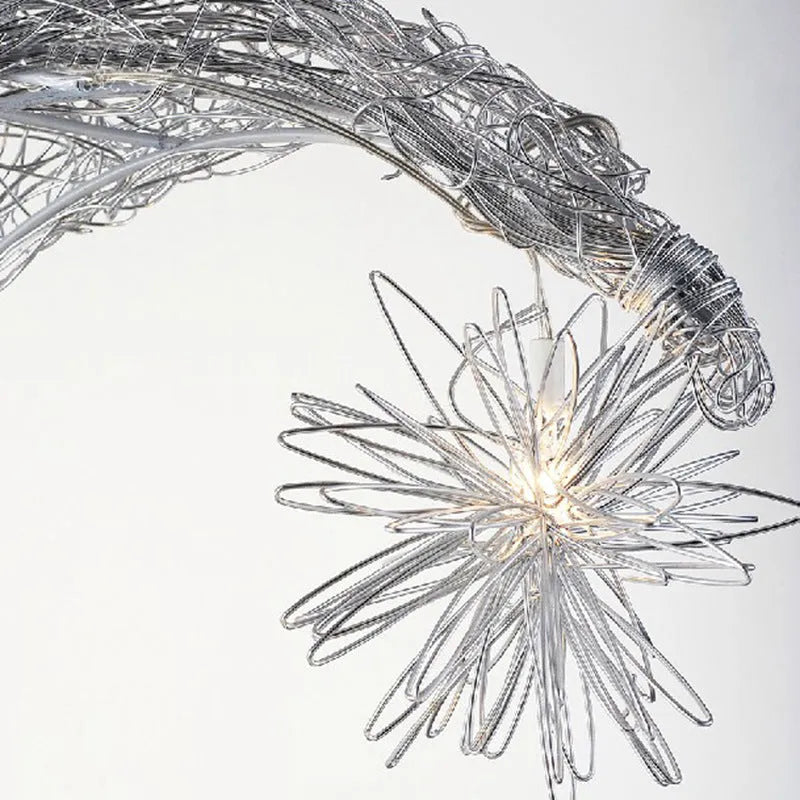 Aluminium wire star moon chandelier with zinc alloy frame and adjustable height
