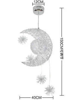 Aluminium wire star moon chandelier with zinc alloy frame and adjustable height