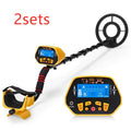 Black and yellow GC1028 professional metal detector with LCD screen and adjustable pole.