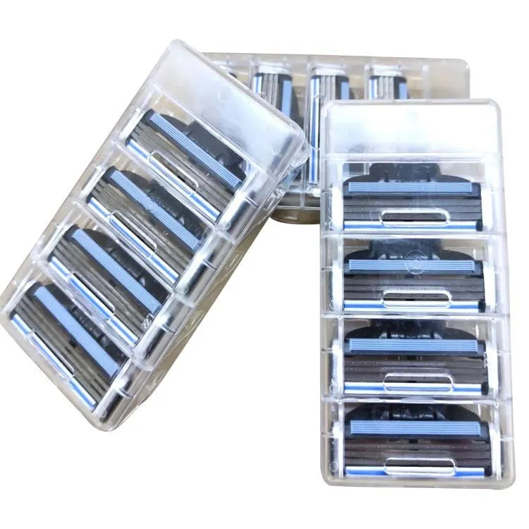 Gillette Front Speed 3 manual razor with blue handle and 8 replacement blades in plastic packaging