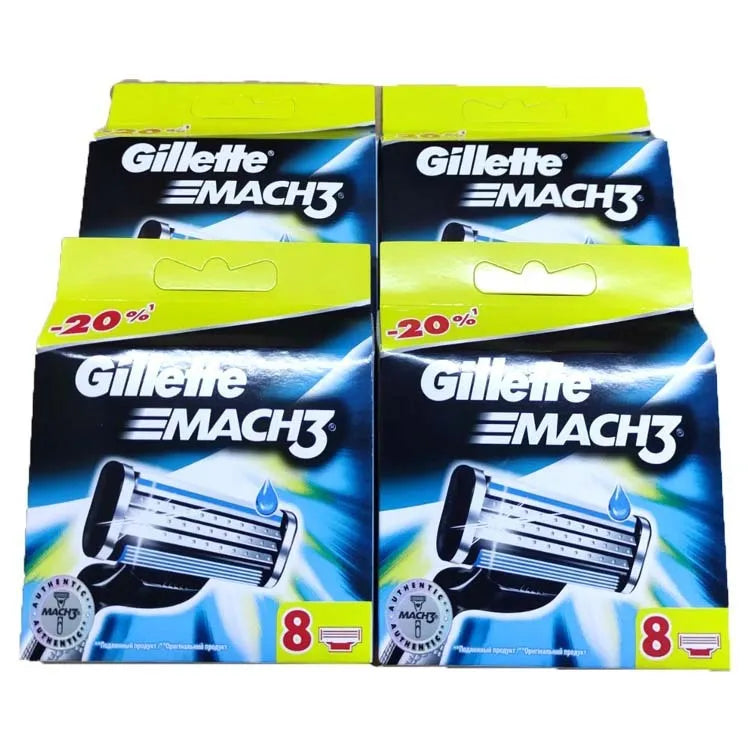Gillette Front Speed 3 manual razor with blue handle and 8 replacement blades in plastic packaging