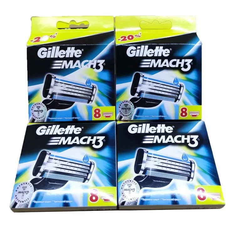 Gillette Front Speed 3 manual razor with blue handle and 8 replacement blades in plastic packaging