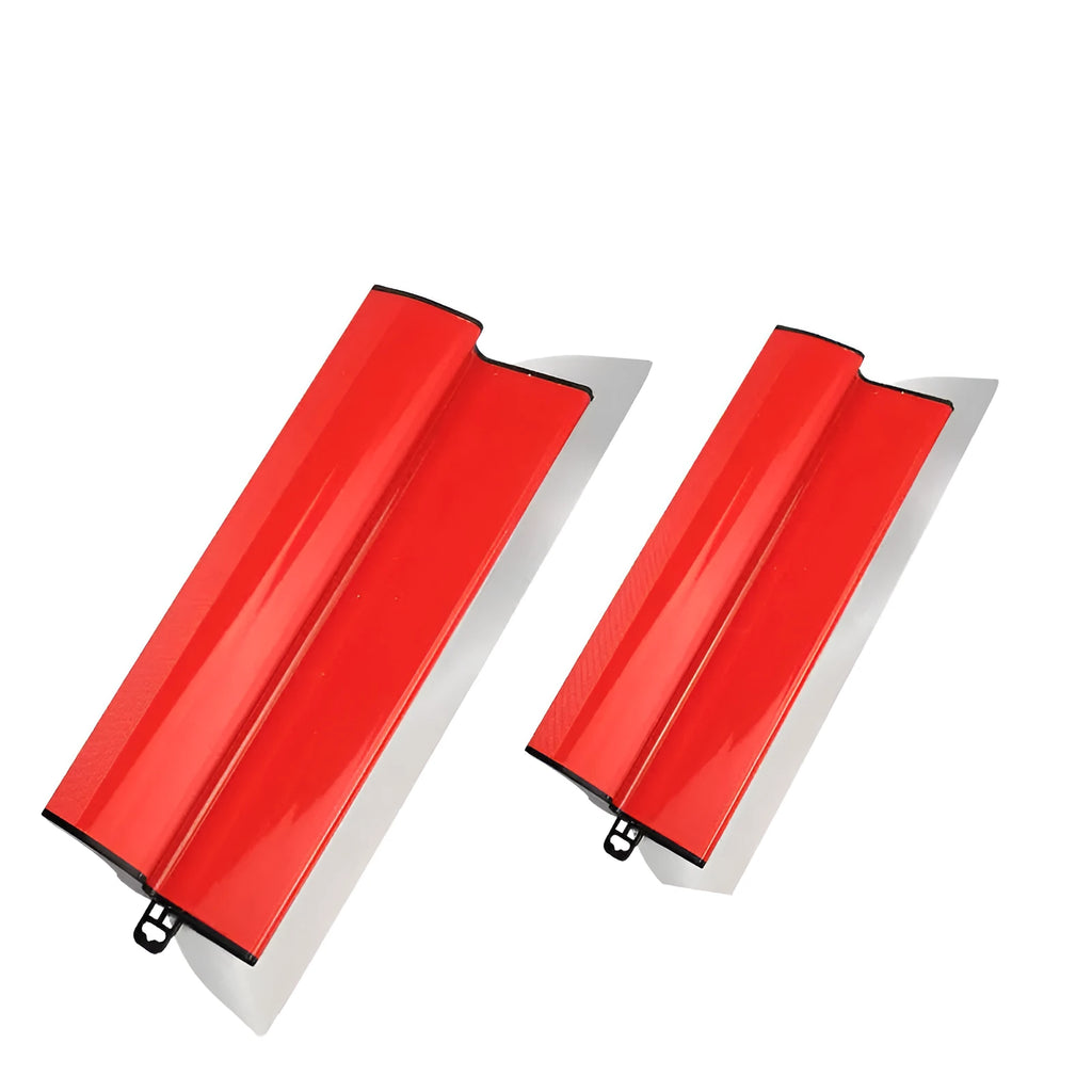 Red 40cm leveling scraper with 0.2mm thick metal blade for putty and wallpaper paste removal