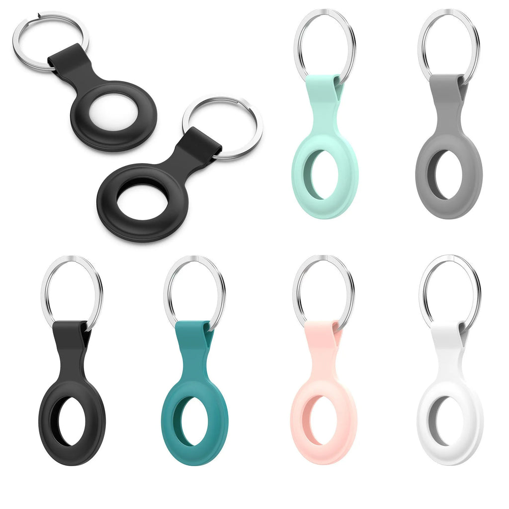 Silicone protective sleeve case for Apple AirTag showing available colour options