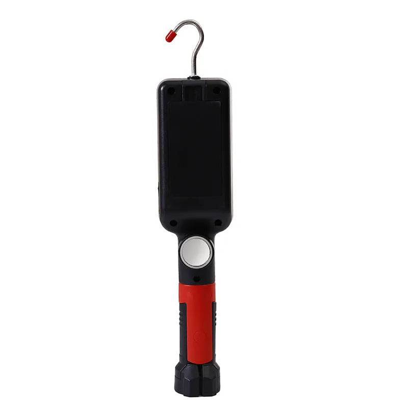 Portable black flashlight with magnetic base and USB charging port