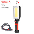 Portable black flashlight with magnetic base and USB charging port