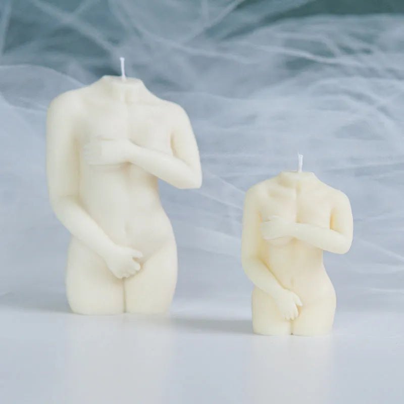 Shy Female Body Silicone Candle Mould showing three style variations for feminine silhouette candles