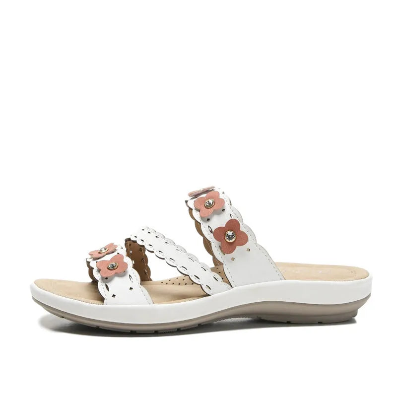 Women's bohemian sandal with open toe, microfiber upper, and beef tendon sole in brown colour