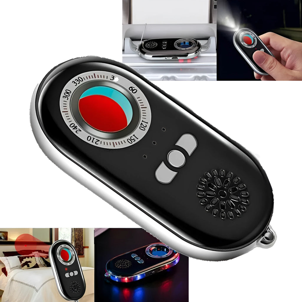 Compact black wireless vibration detector alarm with dimensions 85mm by 40mm.