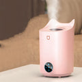 Coral Pink double spray humidifier with three fog outlets and USB cable.