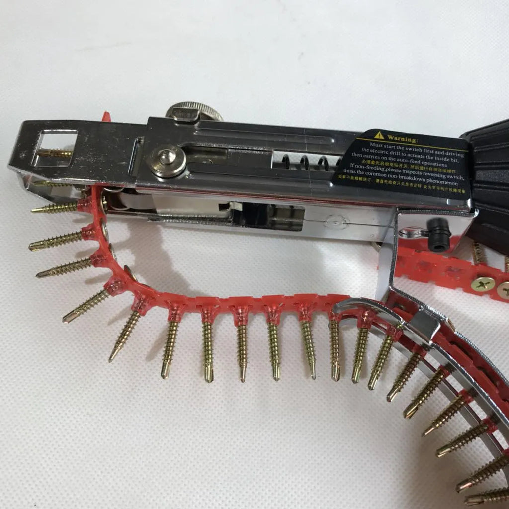 Yellow rechargeable electric chain belt screw machine with pistol-grip handle