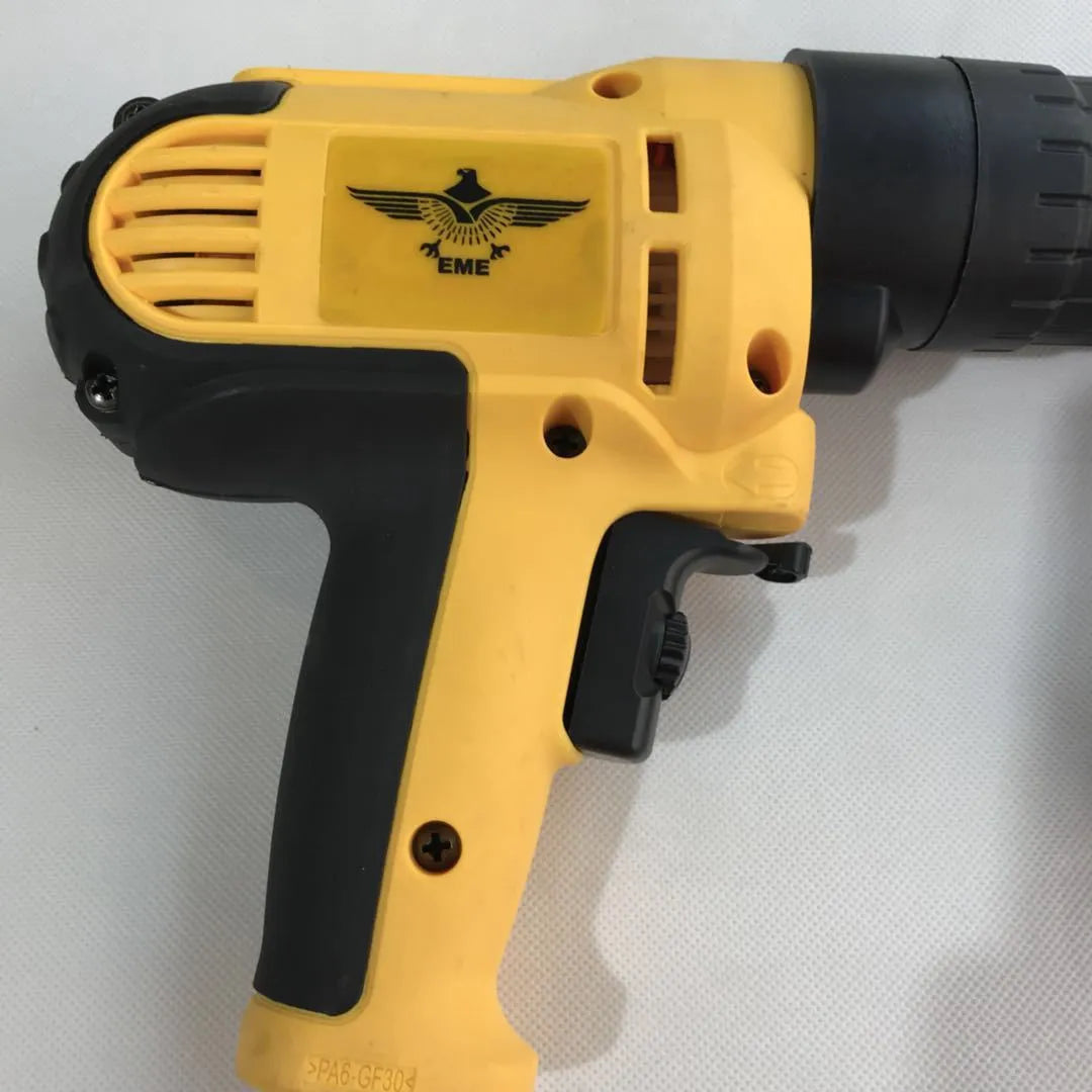 Yellow rechargeable electric chain belt screw machine with pistol-grip handle