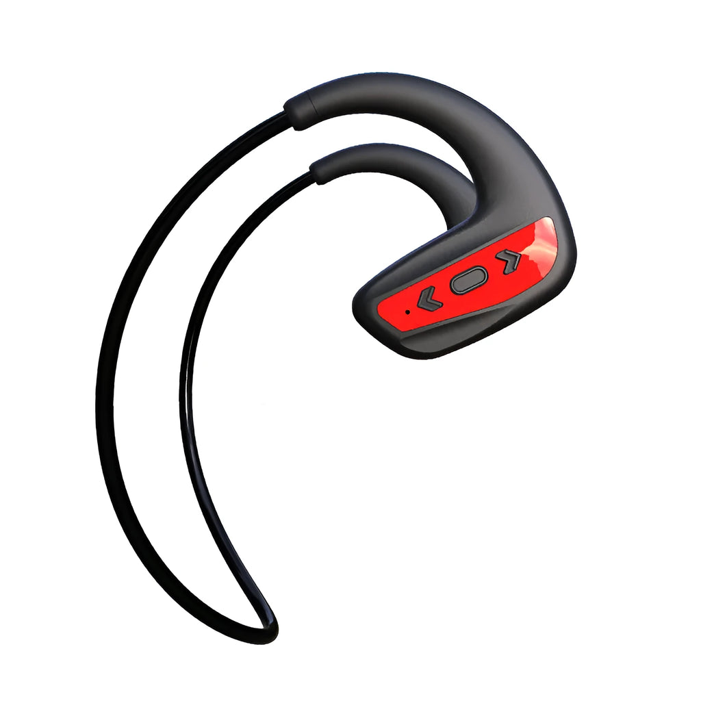 Black swimming Bluetooth headset with head-mounted design for underwater music playback during swimming sessions