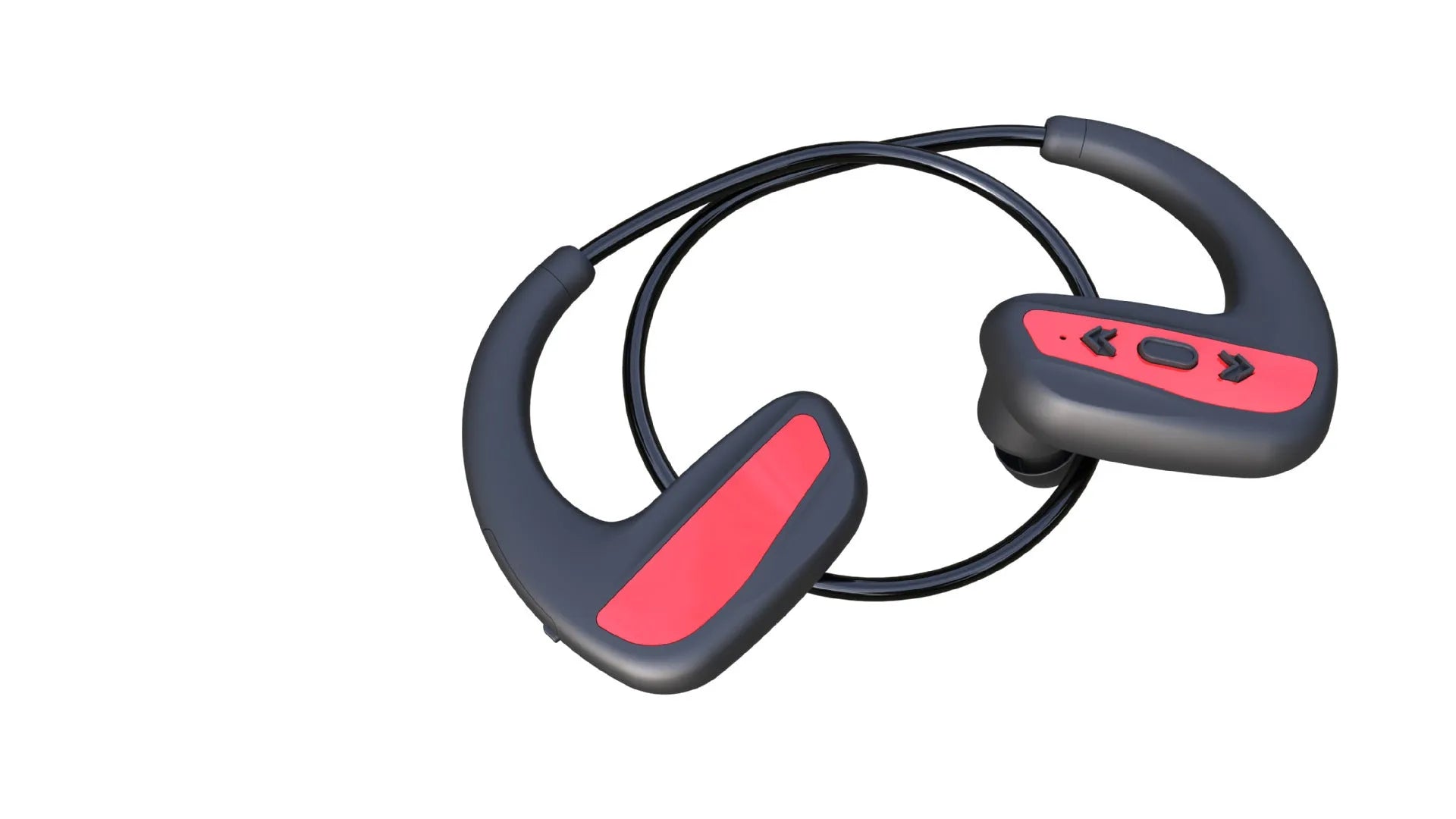 Black swimming Bluetooth headset with head-mounted design for underwater music playback during swimming sessions