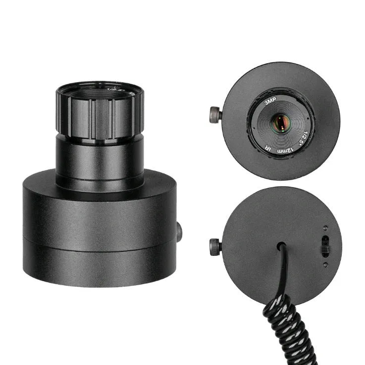 Digital night vision goggles with 5-inch LCD screen showing night vision imagery