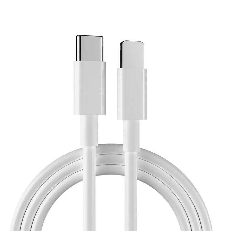 White 20W USB-C fast wall charger with a 1 metre cable for Apple iPhone and iPad.