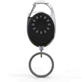 Black Bluetooth anti-lost tracker with keychain attachment compatible with Apple devices