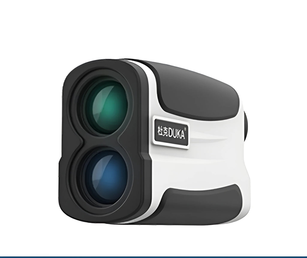Handheld golf laser ranging telescope showing model options DKW600 and DKW-S for distance measurement.