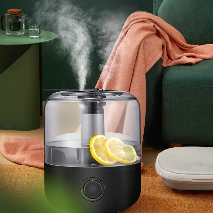 Small white or black humidifier with 3L tank and compact design for bedroom use