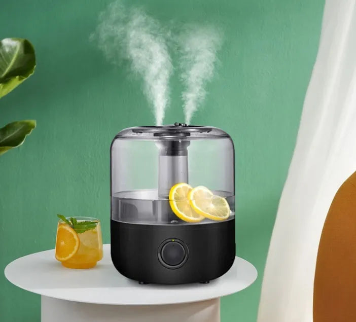 Small white or black humidifier with 3L tank and compact design for bedroom use