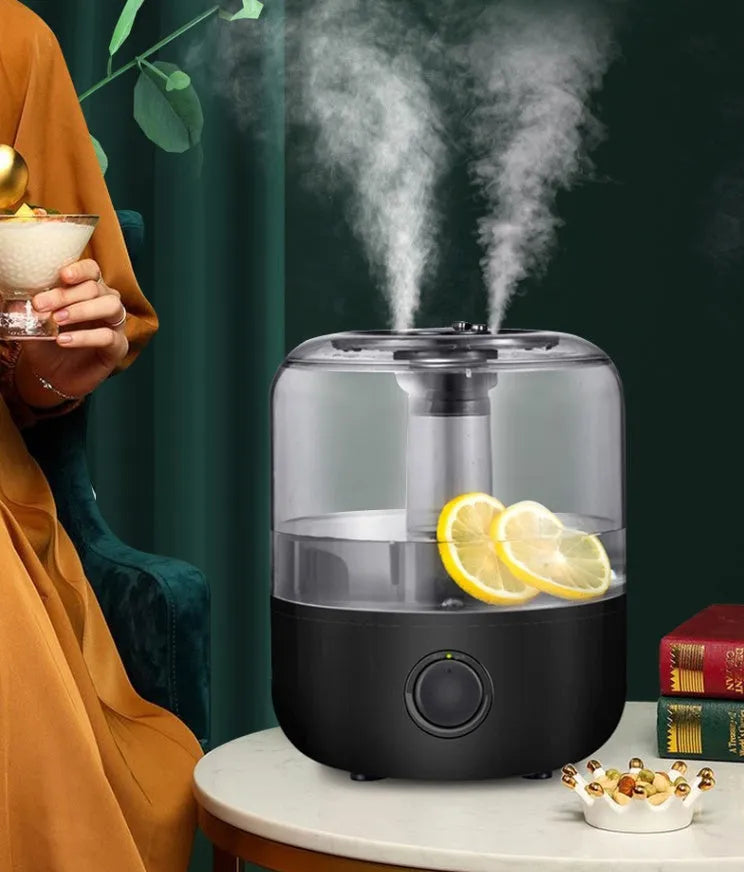 Small white or black humidifier with 3L tank and compact design for bedroom use
