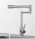 Silver stainless steel dual-open faucet mixer tap with 360-degree rotation and lifting handle