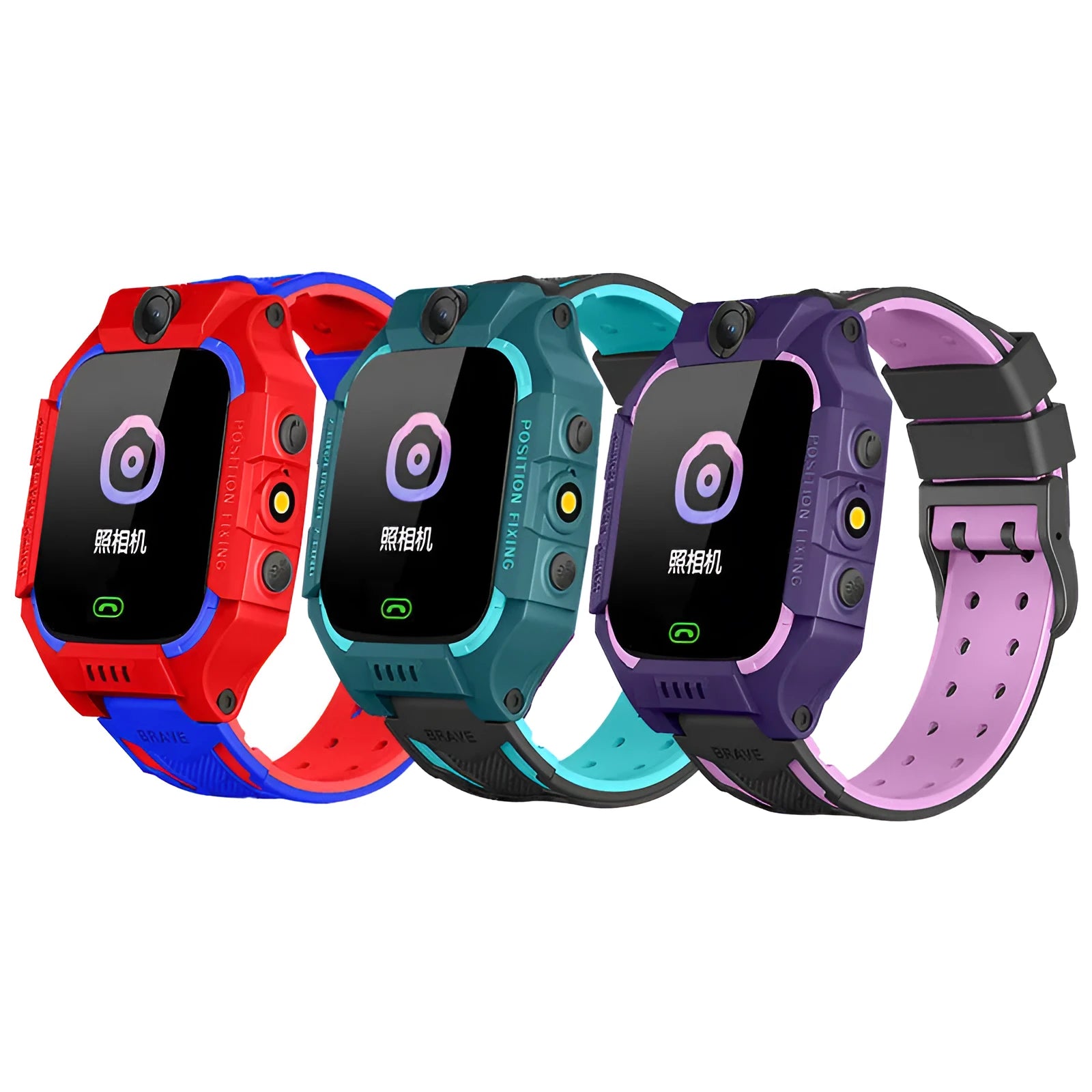 Z6 Q19 children's GPS smart watch in green, purple, or red with 1.44-inch touch screen.