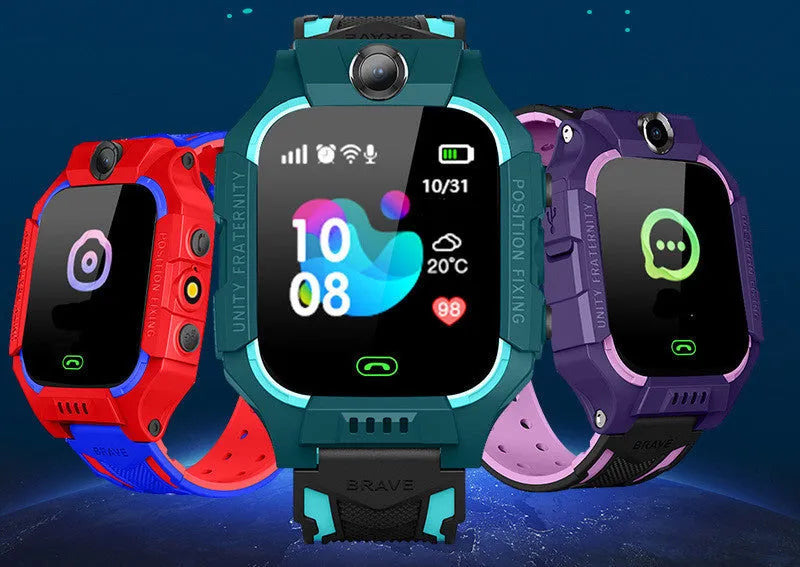 Z6 Q19 children's GPS smart watch in green, purple, or red with 1.44-inch touch screen.