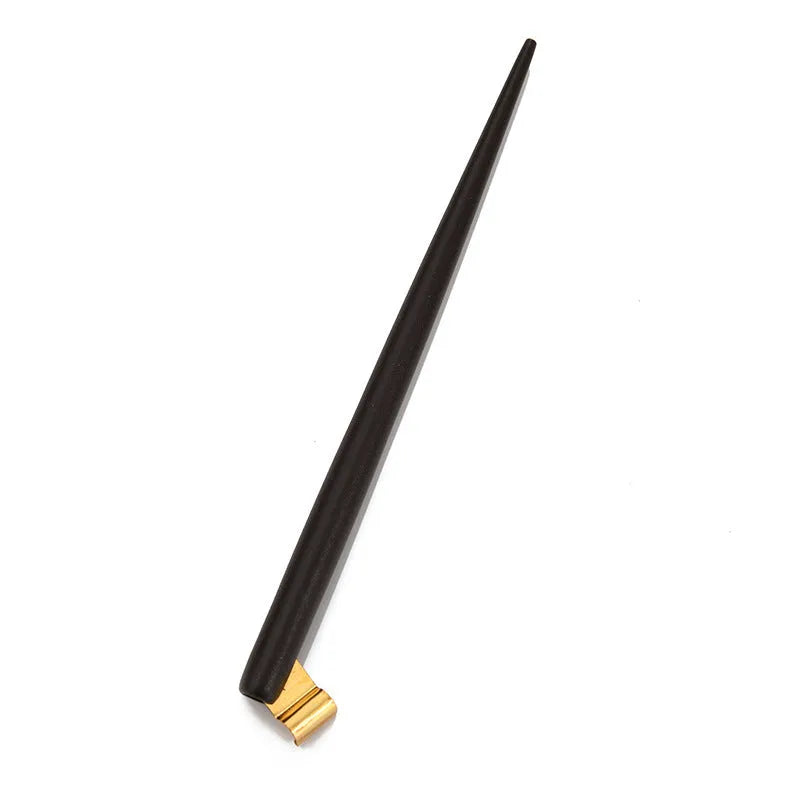 Black and brown calligraphy dip pen with a card of six stainless steel nibs for comic art.