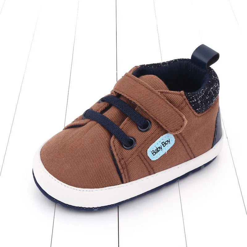 Baby shoes soft sole cotton boys toddler shoes with Velcro in dark blue and gray