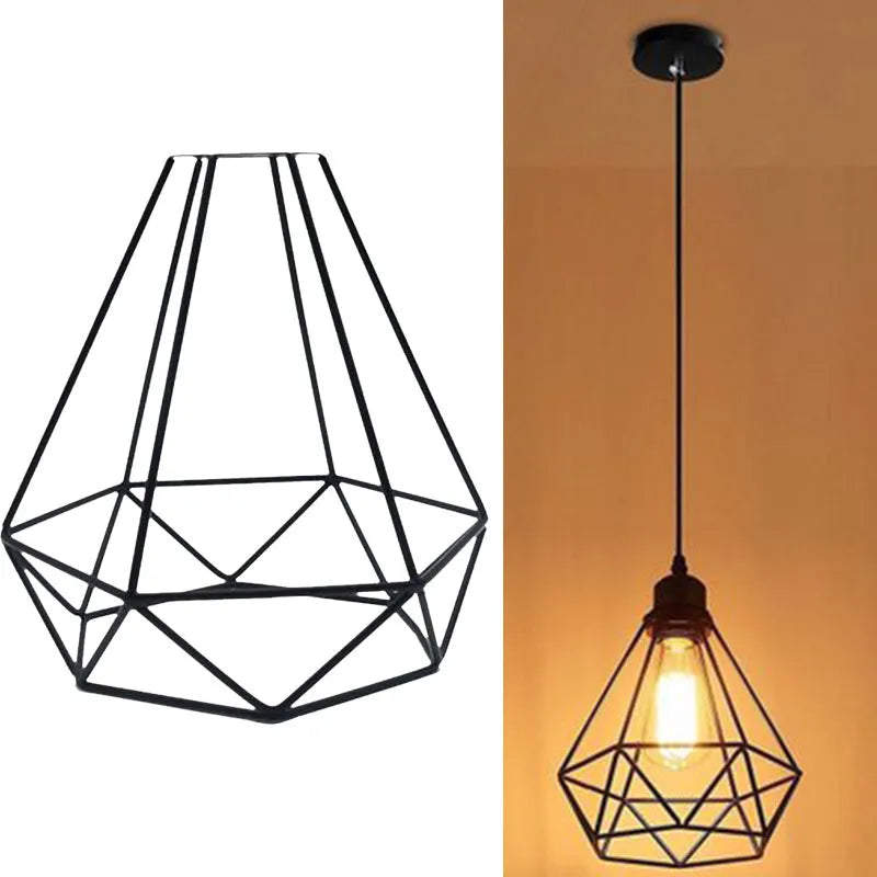 Black Nordic retro iron chandelier with a retractable frame hanging from a ceiling.