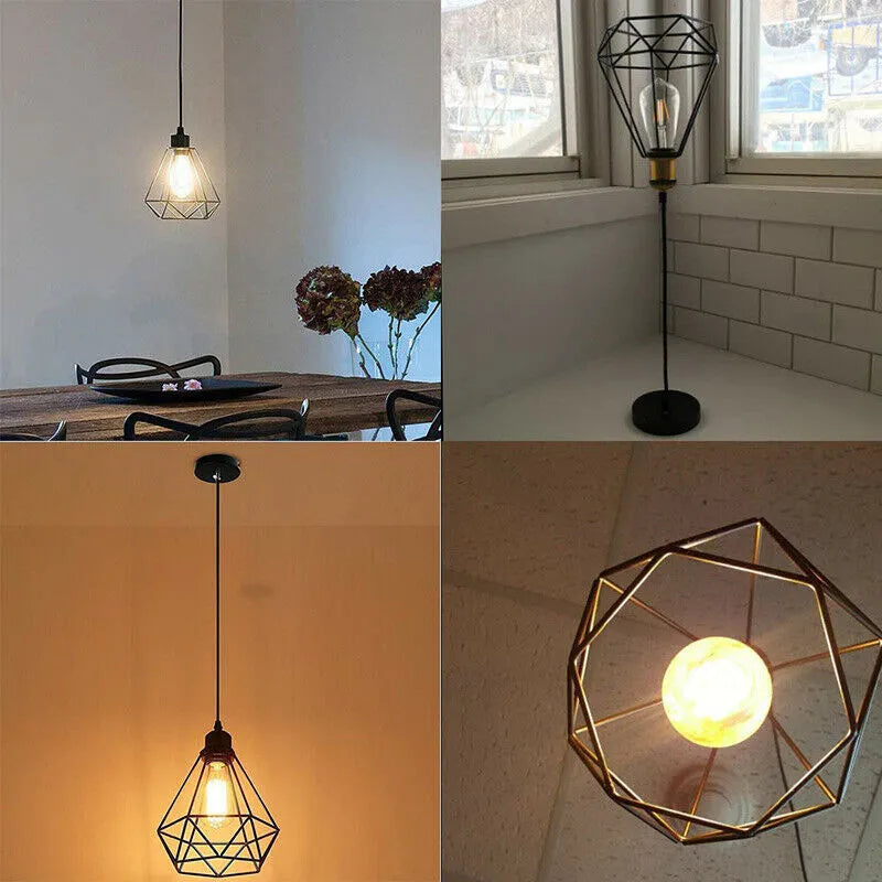 Black Nordic retro iron chandelier with a retractable frame hanging from a ceiling.
